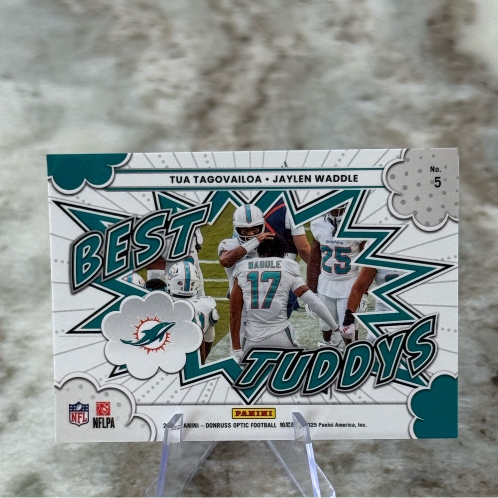 🔥 2025 Tua Tagovailoa Jaylen Waddle best Tuddys Panini Donruss Optic. Dolphins - Picture 2 of 2